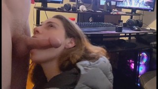 Heather Kane Proves Fan Wrong by Making him Cum Early so she can Eat !
