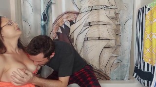 I'm Trying To Pee! Perv Sucks Big Tits On Toilet